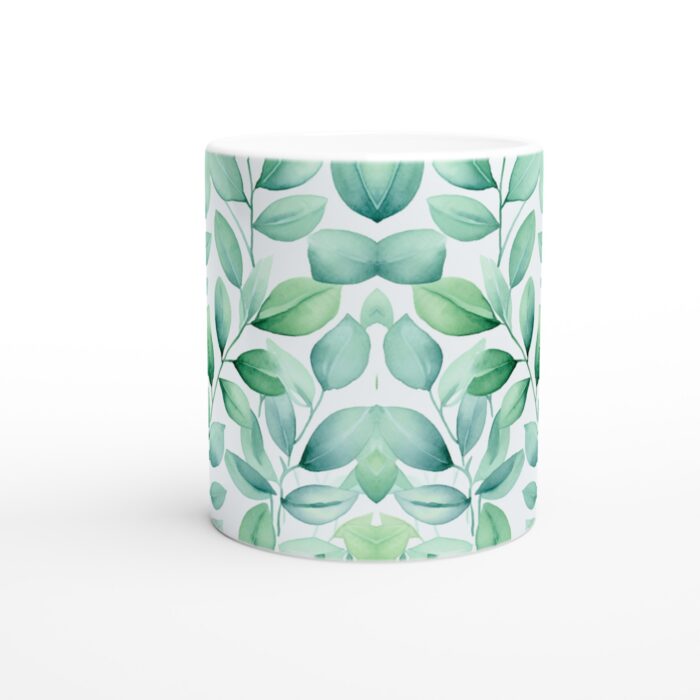 Akvarell Löv Keramikmugg 11oz - Mintgröna Toner
