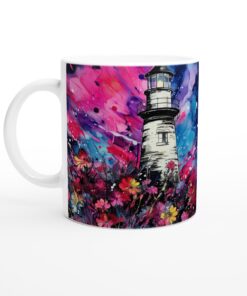 Färgexplosion – Keramisk Mugg med fyrar & blommor