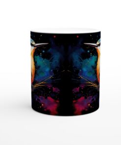 Färgexplosion Kungsfågel Keramisk Mugg - Levande Vattenfärgskonst på 11oz Vit Mugg