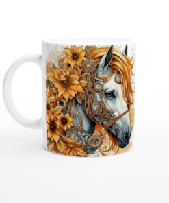 Mugg – Steampunk Häst med Solrosor