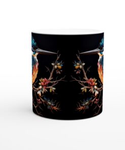 Mästerlig Kungsfiskare Keramisk Mugg - Levande Blå och Orange Fjäderdräkt, 11oz Konstnärlig Kaffekopp