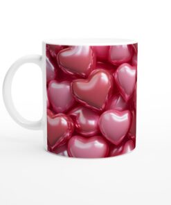 Romantisk Rosa Hjärtmugg - Vit 11oz Keramisk Mugg för Kärleksfulla Stunder