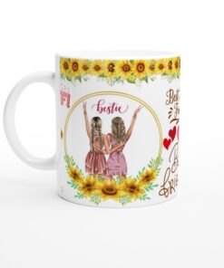 Bästa Vänner För Alltid – Personlig Keramisk Mugg med Solrosor & BFF-Design