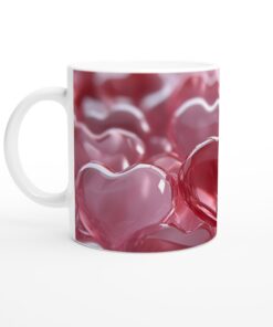 Kärleksfull Rosa Hjärtmugg - Vit 11oz Keramisk Mugg för Romantiska Stunder