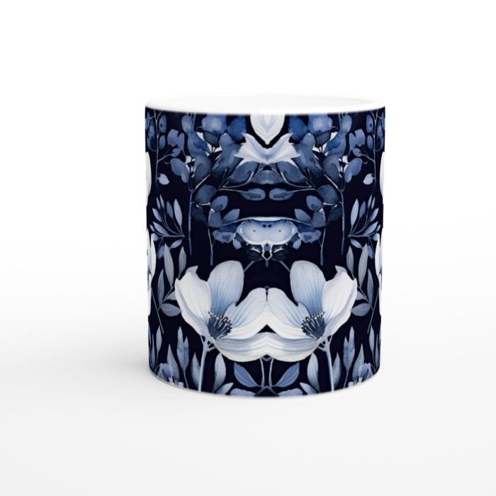 Blåblommig Akvarellmugg - 11oz Keramisk Mugg med Elegant Design