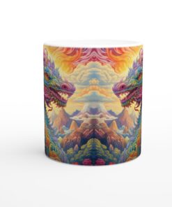 Färgsprakande Drakmugg - Levande Keramisk Mugg med Fantasymotiv och Livfulla Färger