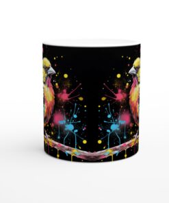 Färgsprakande Fågel Mugg – Keramisk 11oz Kaffemugg med Graffiti-inspirerat Tryck