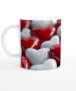 Kärleksfull Keramisk Mugg - Rött och Vitt Hjärtdesign, 11oz