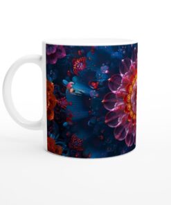 Mystisk Blomsterprakt Keramisk Mugg - 11oz Vit för Kaffe, Te och Varm Choklad