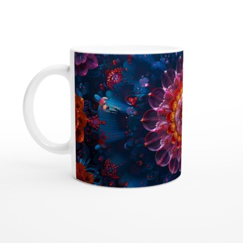 Mystisk Blomsterprakt Keramisk Mugg - 11oz Vit för Kaffe, Te och Varm Choklad