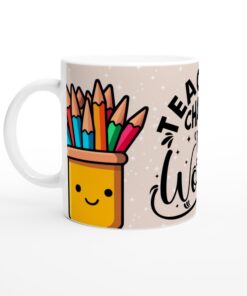 Lärare Ändrar Världen – Keramisk Mugg med Färgglada Blyertspennor