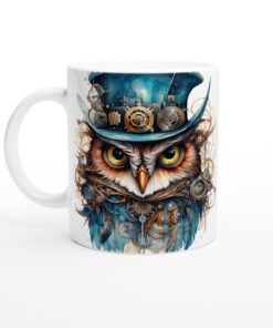 Keramisk mugg – Steampunk Uggla med Hatt – Unik Design för Kaffe- och Teälskaren