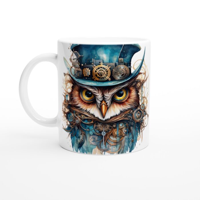 Keramisk mugg – Steampunk Uggla med Hatt – Unik Design för Kaffe- och Teälskaren