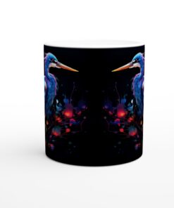Abstrakt Neonhäger Keramikmugg - Livfull 11oz Kaffekopp med Färgstark Fågelkonst