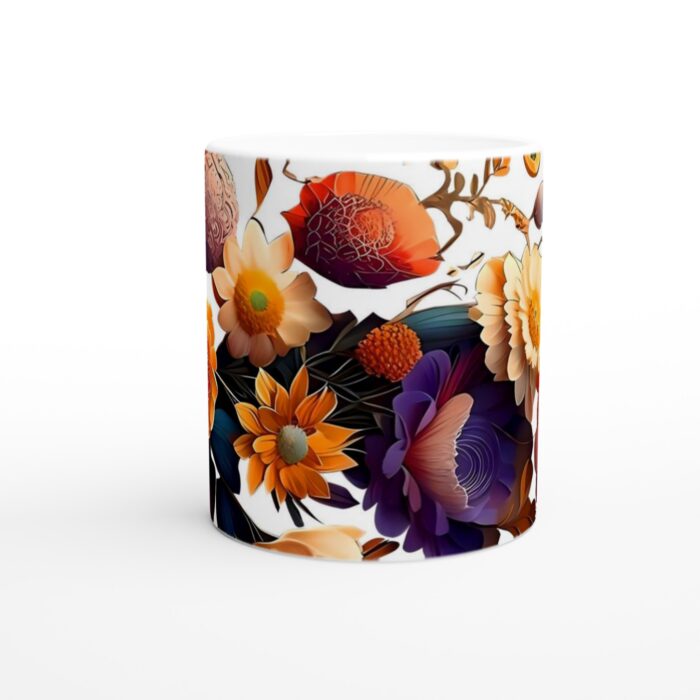 Färgsprakande Blomsterglädje Keramisk Mugg - 11oz Konstnärlig Design för Kaffe & Te