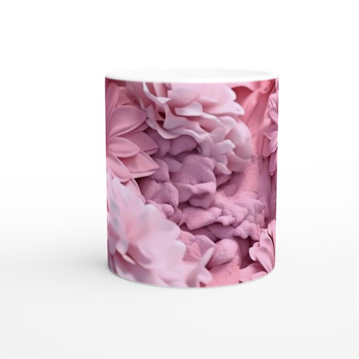 Rosa Dröm Keramikmugg - 11oz Vit Mugg med Blommig Design för Kaffe & Te