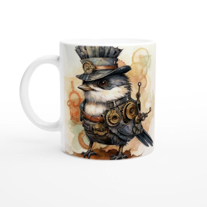 Steampunk Fågelmugg – Unik Keramisk Mugg för Kaffe- och Teälskare