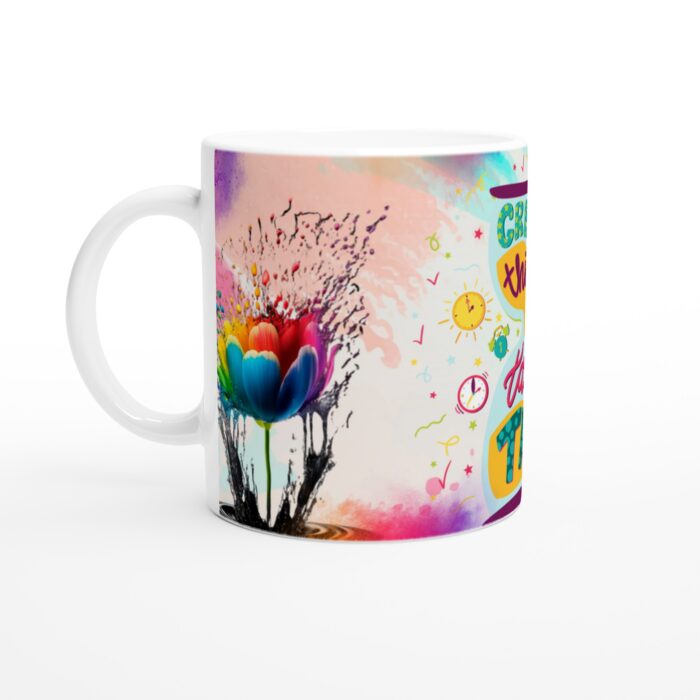 Keramisk Mugg – "Great Things Take Time" – Konstnärlig Färgexplosion för Kreativa Själarl