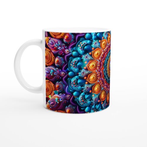 Mångfärgad Psykedelisk Mandala 11oz Keramisk Mugg – Konstnärlig Kaffe- och Temugg