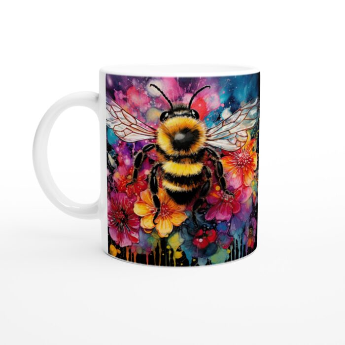 Buzzing Blossom Keramisk Mugg – Färgglad Vardagsfavorit med Akvarellbin