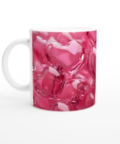 Kärleksfull Rosa Glasmugg - Vit 11oz Keramisk Mugg för Romantiska Stunder