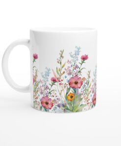 Blomstrande Akvarell Keramisk Mugg – Vardagsfavoriten med Lekfull Design