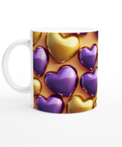 Gyllene Lila Hjärta Mugg - Kärleksfull Keramikmugg för Vardagens Guldstunder