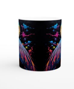 Färgsprakande Häger Keramikmugg - 11oz Vit Mugg med Konstnärligt Tryck