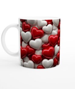 Kärlekshjärta Keramisk Mugg - Vit & Röd Design för Romantiska Stunder
