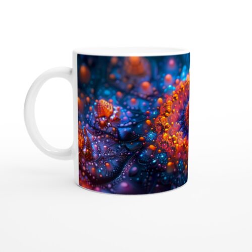 Kosmisk Fraktal Keramisk Mugg - 11oz Vit Kaffekopp med Livfull Design