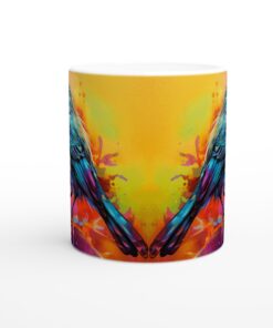 Färgsprakande Fågel Keramikmugg - Akvarellinspirerad Konst för Kaffeälskare