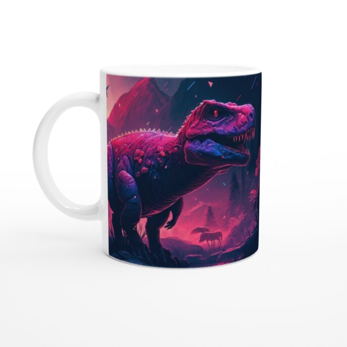 Neon Dinosaur Keramisk Mugg – Ett Vågat Statement för Dinosaurieälskare
