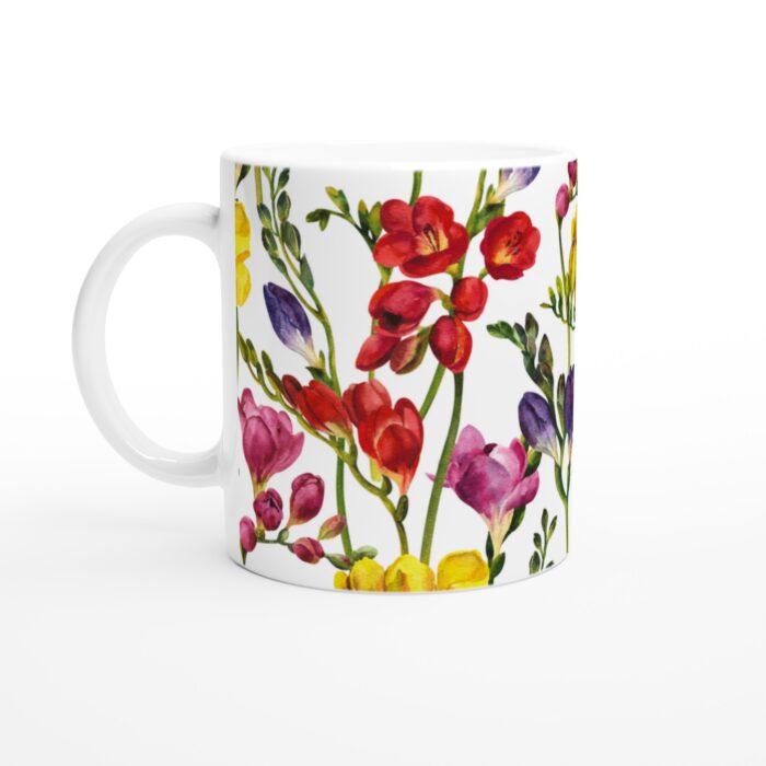 Freesia Blomstermönster Keramisk Mugg – Färgglad Vardagsfavorit