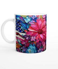 Keramisk mugg – Amerikansk Blomsterprakt i Rosa & Blått – Vardagsfavoriten för Alla Tillfällen