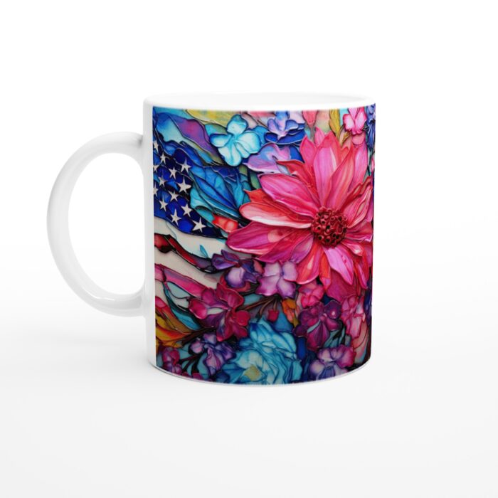 Keramisk mugg – Amerikansk Blomsterprakt i Rosa & Blått – Vardagsfavoriten för Alla Tillfällen