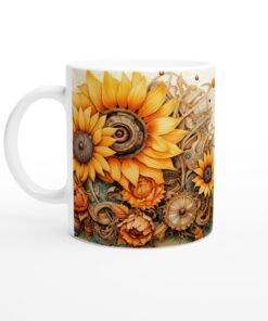 Solrosdröm Keramisk Mugg – Konstnärlig Steampunkblomster för Din Fikastund