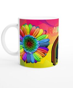 Mugg i keramik med regnbågsblomma – en färgexplosion för varje fikastund!