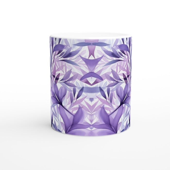 Lila Akvarell Löv 11oz Keramisk Mugg – Konstnärlig Elegans för Ditt Hem