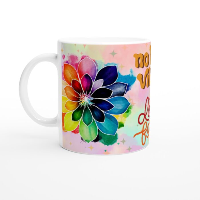 Mugg – "No Bad Vibes" blommig retro Keramisk mugg för vardagsglädje