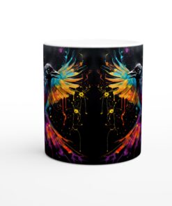 Färgsprakande Fågel Keramikmugg - 11oz Konstnärlig Design med Stänk av Färg