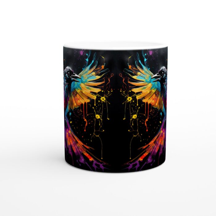 Färgsprakande Fågel Keramikmugg - 11oz Konstnärlig Design med Stänk av Färg