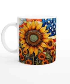 Keramisk mugg – Amerikansk solrosdesign i akvarell – Vardagsfavoriten för alla tillfällen
