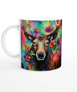 Mugg "Psykedelisk Älg": En färgsprakande konstupplevelse för ditt morgonkaffe – Keramisk favorit för alla tillfällen