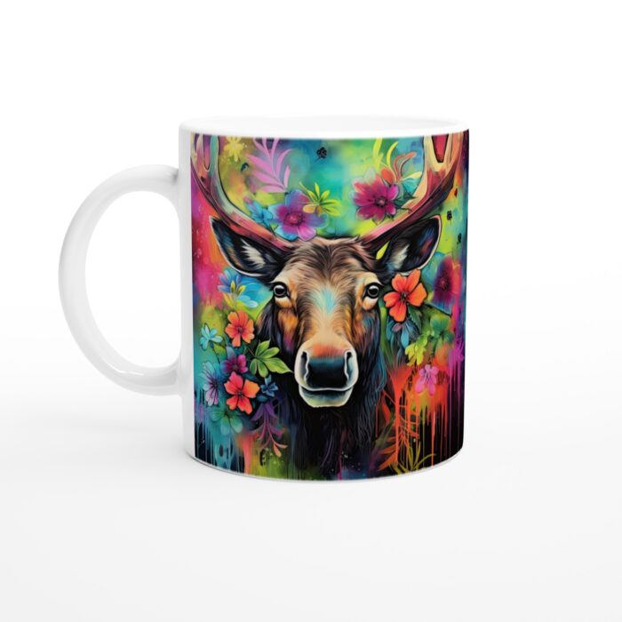 Mugg "Psykedelisk Älg": En färgsprakande konstupplevelse för ditt morgonkaffe – Keramisk favorit för alla tillfällen