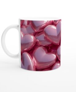 Rosa kärlekshjärtan 11oz keramisk mugg – glänsande romantisk design för kaffe och te