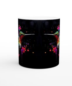 Färgsprakande Kolibrimugg – 11 oz Vit Keramikmugg med Levande Akvarelldesign