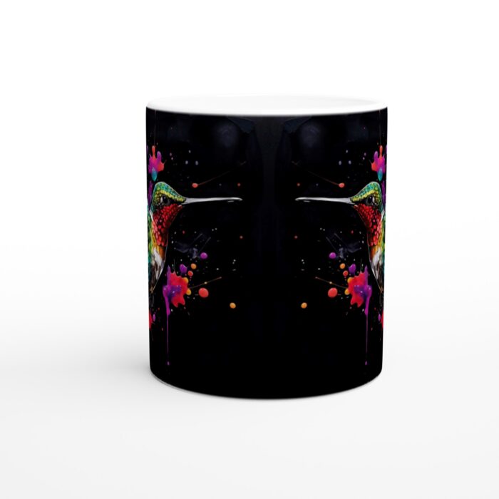 Färgsprakande Kolibrimugg – 11 oz Vit Keramikmugg med Levande Akvarelldesign