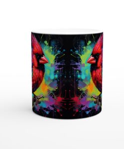 Färgsprakande Kardinalmugg – Levande Keramisk Mugg med Konstnärligt Tryck