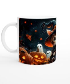 Söt Halloween Kattunge Mugg - Förtrollande Keramikmugg med Pumpalyktor & Spöken