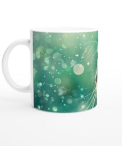 Mystisk Vit Katt med Turkos Ögon Keramisk Mugg - 11oz Favoritmugg